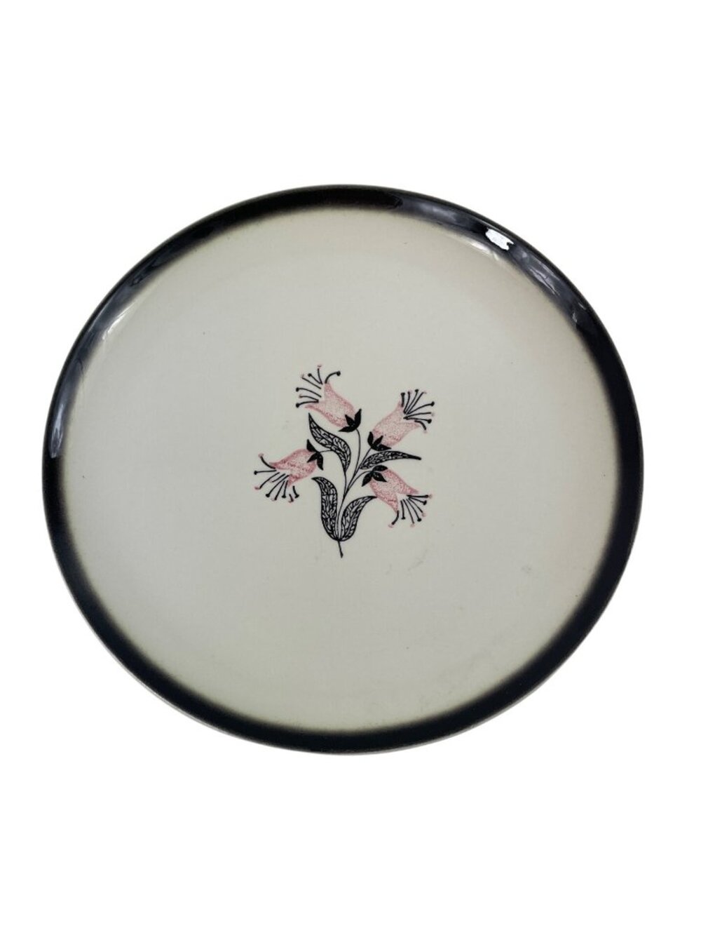 Stetson 9.5" Dinner Plate Black & Pink Floral Black Fading Band Vintage STT73